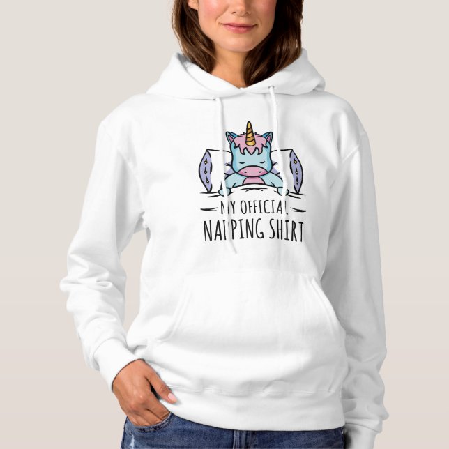 Moletom My official napping shirt with sleeping Unicorn (Frente)