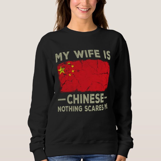 Moletom My Wife is Chinese Nothing Scares Me Husband (Frente)