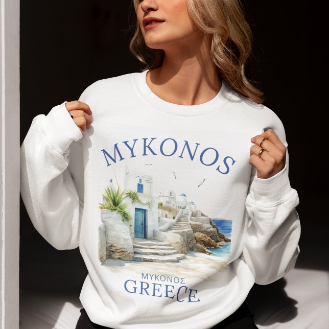 Moletom Mykonos Coastal Serenity in Watercolor (Criador carregado)
