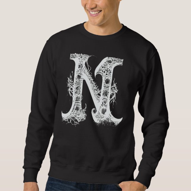 Moletom N Monogram Alphabet Lettering Hand Drawn Gothic Wi (Frente)