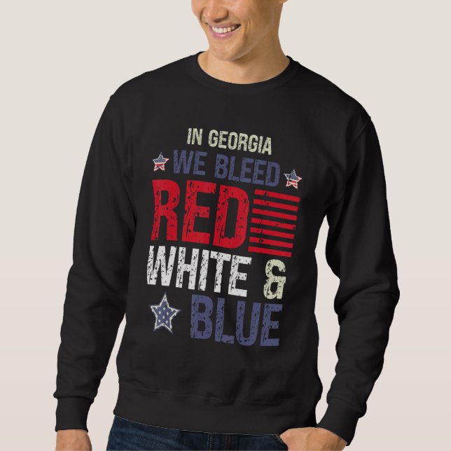 Moletom Na Geórgia, sangramos branco vermelho e azul 4 de  (Frente)