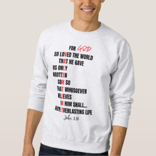 Moletom Na moda Cristão John 3:16 Bíblia Verso