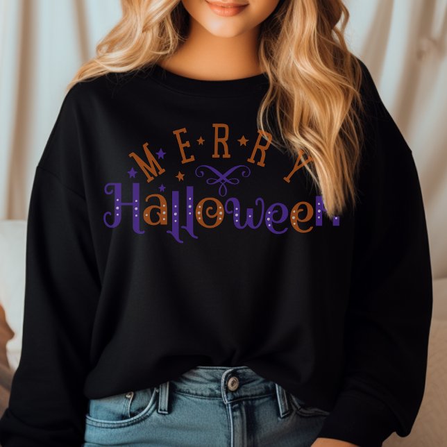 Moletom Na moda e Trendy Feliz Halloween (Stylish and Trendy Merry Halloween Sweatshirt)
