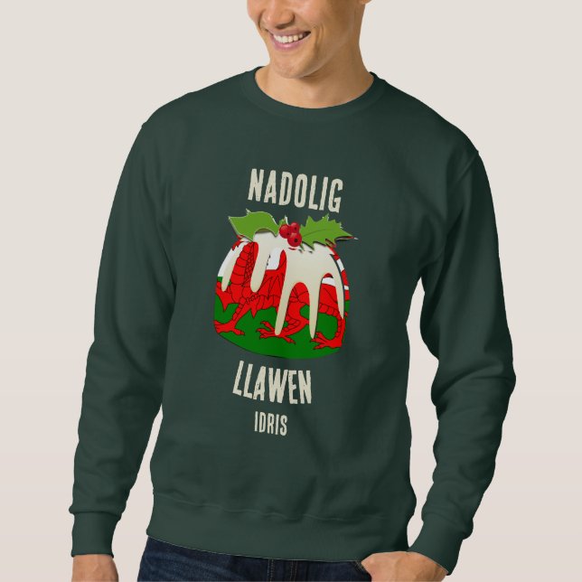 Moletom Nadolig Llawen WALES Welsh Família Felry de Natal (Frente)