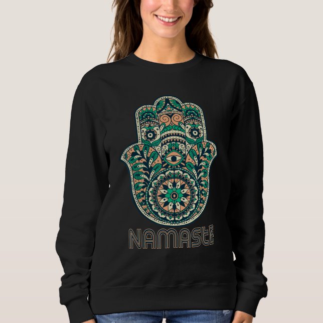 Moletom Namaste Hamsa Hand Yoga Hinduism Fatima Arabic (Frente)
