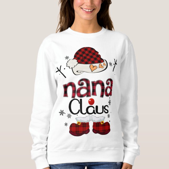 Moletom Nana Claus Red Xadrez Avó Gift (Frente)