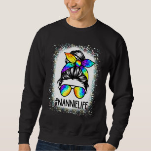 Moletom Nannie Life Messaging Hair Bun Tie Dye Mãe
