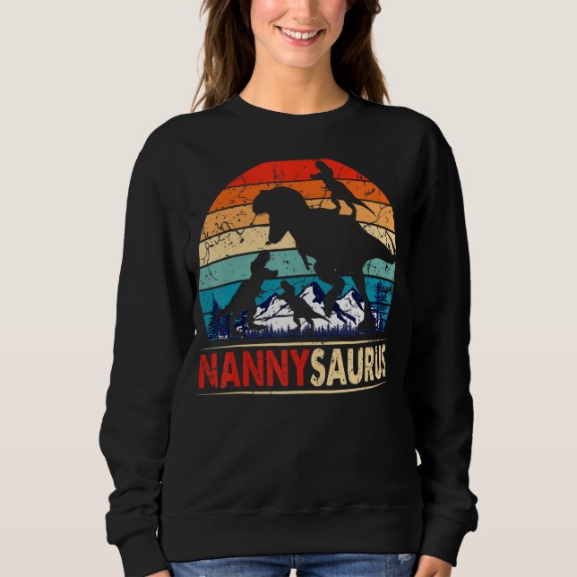 Moletom Nannysaurus T Rex Nanny Dinossaur 3 Crianças Engra (Frente)