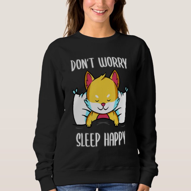 Moletom Não se preocupe, durma feliz! Pijamas com raposa f (Frente)