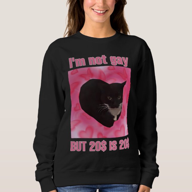 Moletom Não sou gay, mas 20$ são 20$ por mulheres meme de  (Frente)