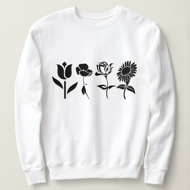 Moletom Nascença Personalizada Mês Nascimento Flor Preto e (Frente do Design)