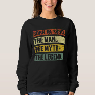 Moletom Nascer Em 1990 Retro Man Myth Legend Birthday Vint