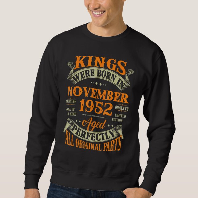 Moletom Nascer Mens 70 Birthday Kings Em Novembro De 1952  (Frente)