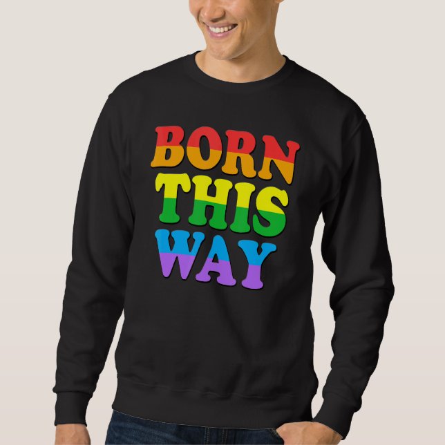 Moletom Nascer This Way Orgulho gay Lgbt Rainbow Retro Vin (Frente)