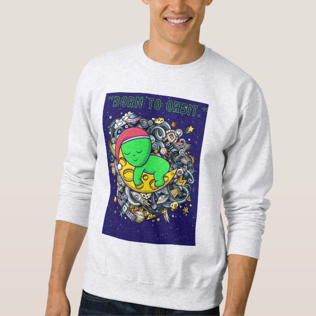 Moletom nascido para orbitar alienígena dormindo (Frente)