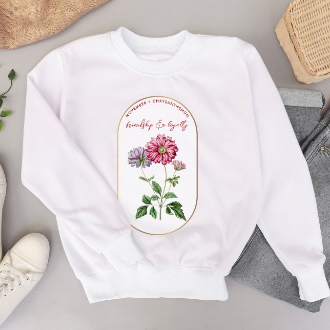 Moletom Nascimento Flor Novembro Aniversário Chrysanthemum (Birth Flower November Birthday Chrysanthemum Sweatshirt)