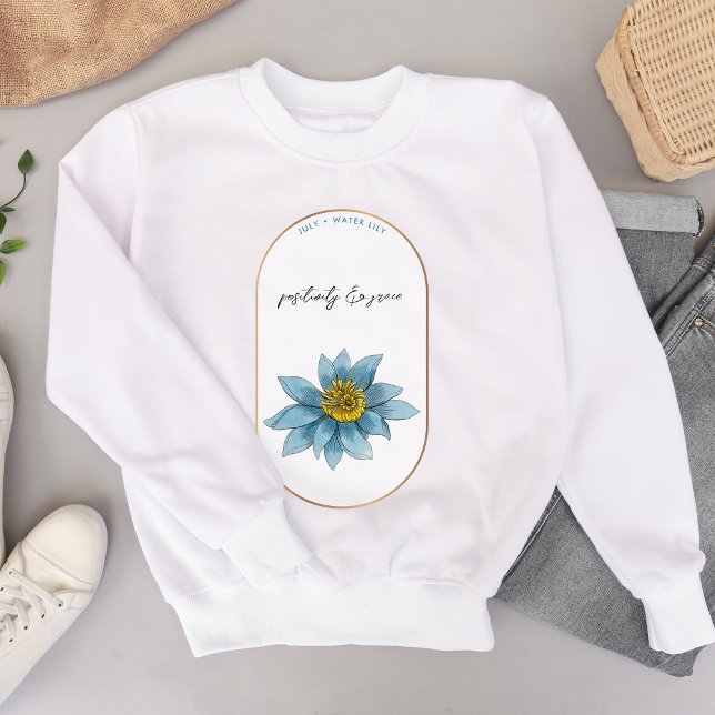 Moletom Nascimento Mês Julho Aniversário Água Lily (Birth Flower Month July Birthday Water Lily Sweatshirt)