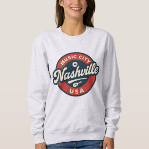 Moletom Nashville Music City USA Retro Crachá - Vintage