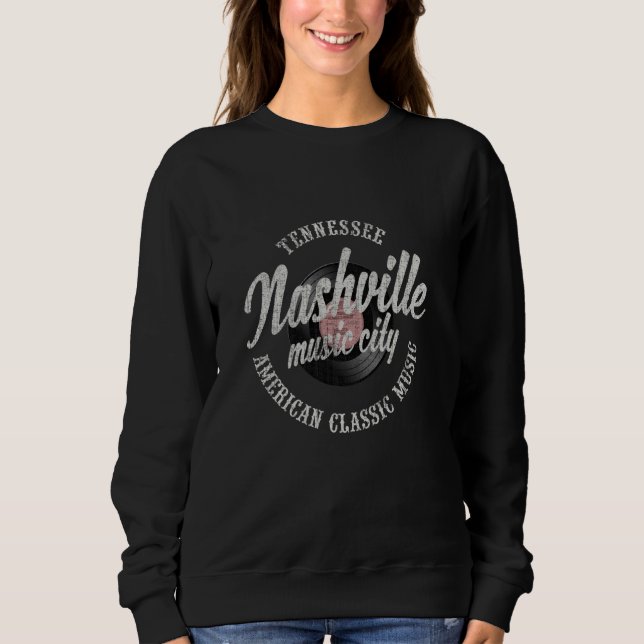Moletom Nashville Music City Vinyl Vintage (Frente)