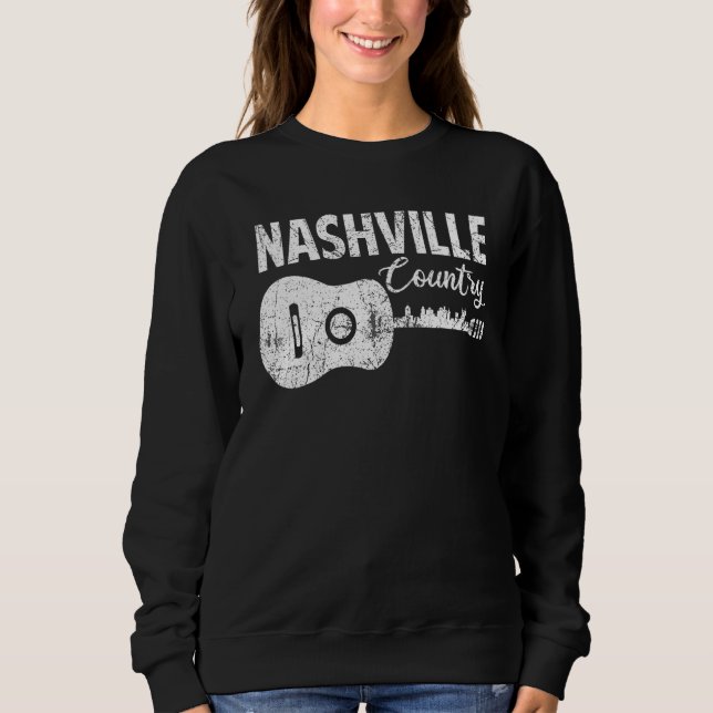 Moletom Nashville Skyline Tennessee Country Music Guitar P (Frente)