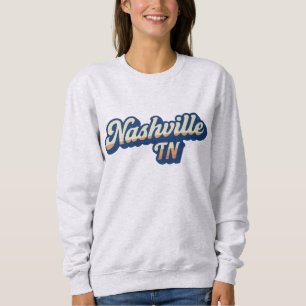 Moletom Nashville TN Retro Sunset Script Design - Vintage