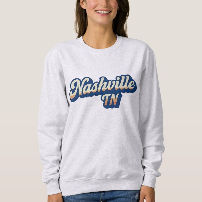 Moletom Nashville TN Retro Sunset Script Design - Vintage (Frente)