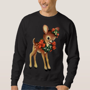 Moletom Natais vintages Reindeer Bonito Retro Natal