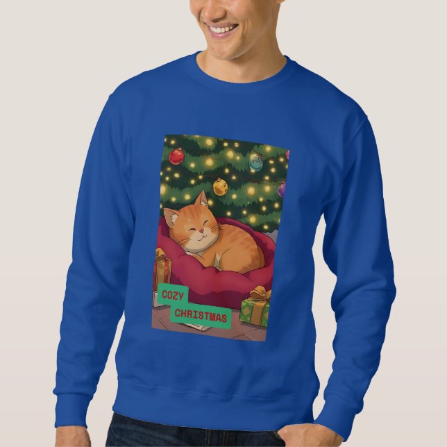 Moletom Natal Aconchegante com um Gato Laranja (Frente)