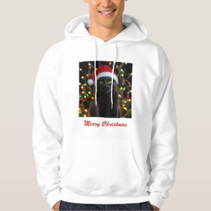 Moletom Natal Black Cat - Foto personalizada do Santa Hat