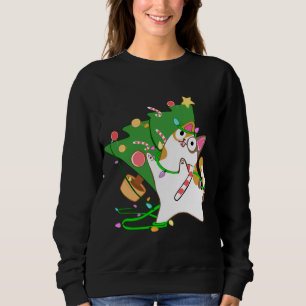 Moletom Natal Cat Calico derrubou gatinho de árvore do xma