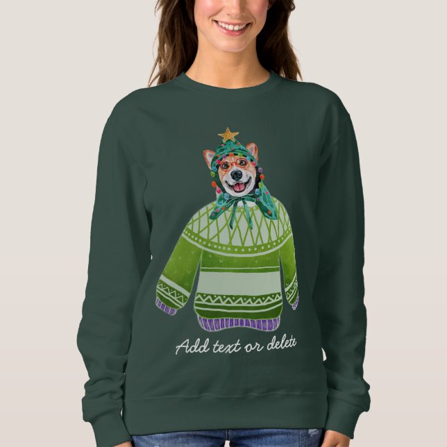 Moletom Natal Corgi Fofo Cachorro Feio De Natal Mãe (Frente)