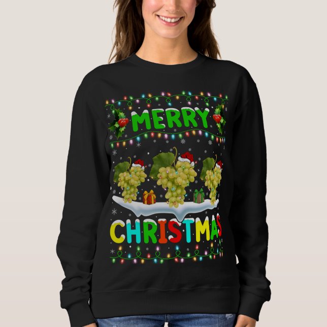 Moletom Natal da Feliz de Santa Hat com Fruta de Uvas Xmas (Frente)
