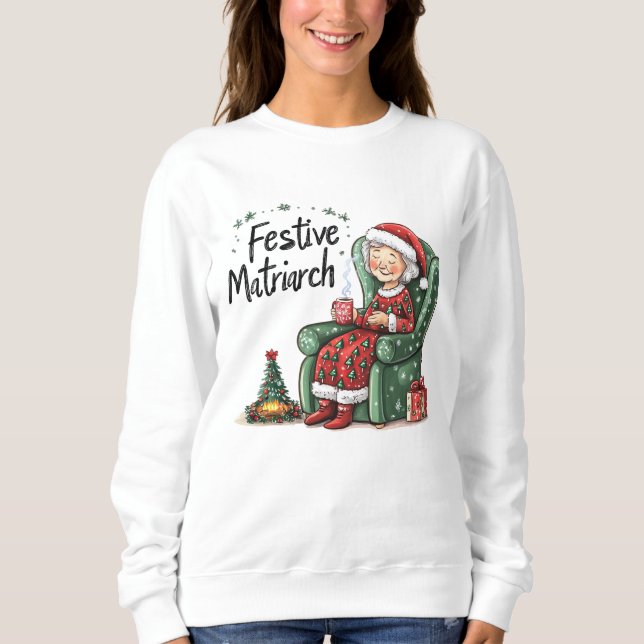 Moletom Natal Divertido e Aconchegante para a Matriarca (Frente)