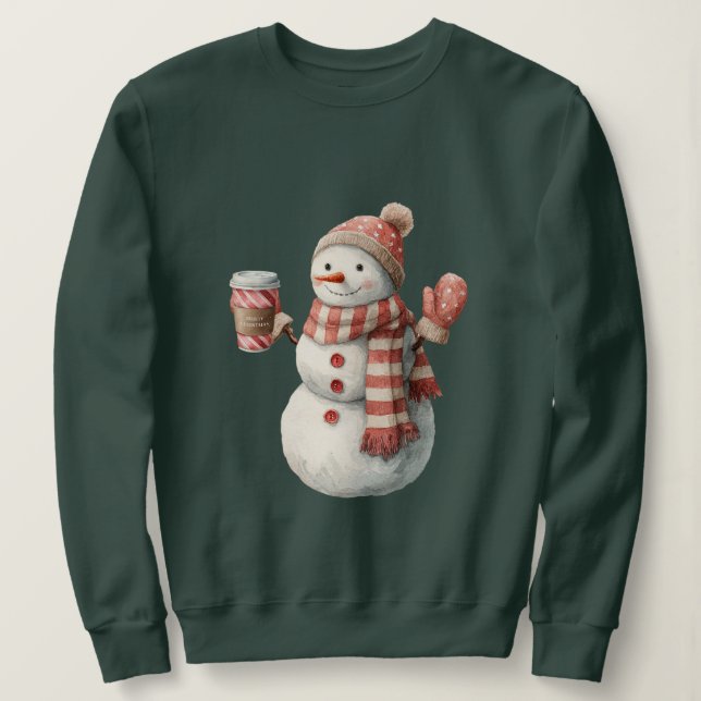 Moletom Natal do Boneco de Neve Branco Vermelho (Frente do Design)