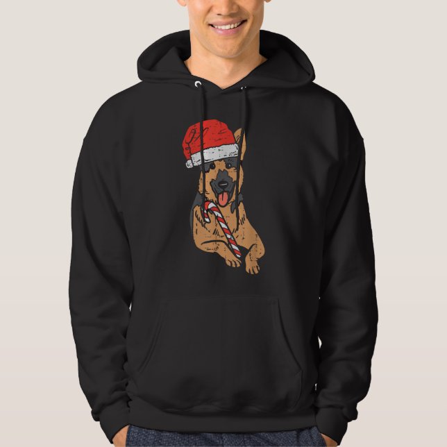 Moletom Natal do Cachorro German shepherd Santa Hat (Frente)