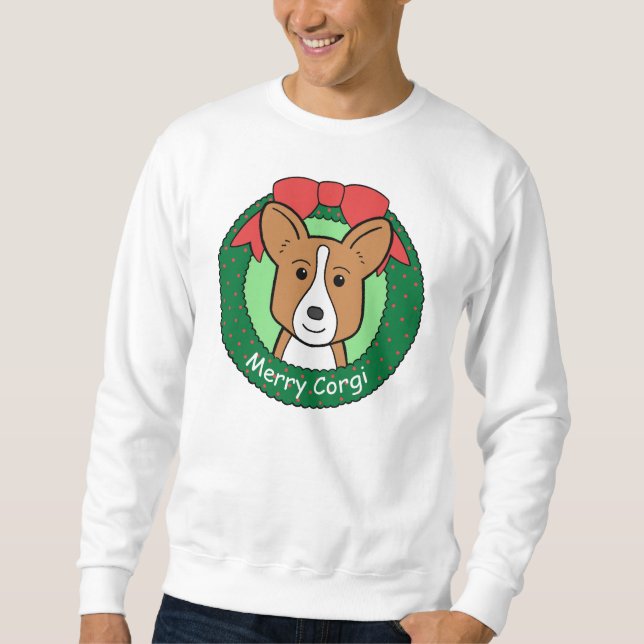 Moletom Natal do Corgi de Galês do casaco de lã (Frente)