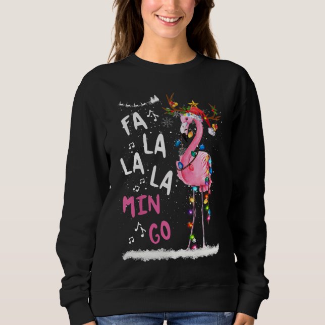 Moletom Natal Fa La Mingo Flamingo Com Natal (Frente)