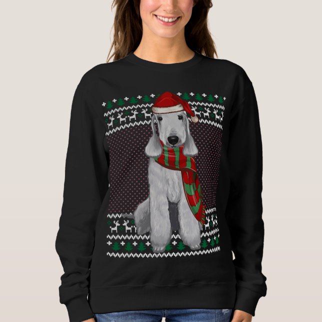 Moletom Natal Feio de Santa Hat do Xmas Bedlington Terrier (Frente)