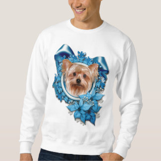 Moletom Natal - flocos de neve azuis - yorkshire terrier
