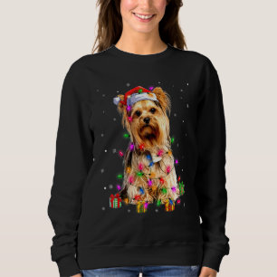 Moletom Natal Lights Yorkshire Terrier Santa Hat Dog P