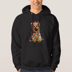 Moletom Natal Lights Yorkshire Terrier Santa Hat Dog P