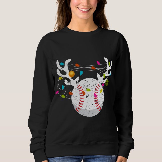 Moletom Natal Luz Baseball Ball Engraçado Xmas (Frente)