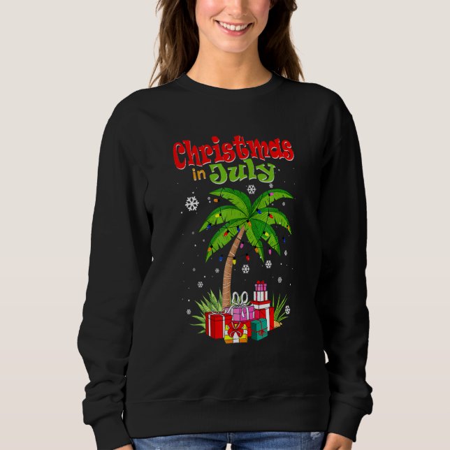 Moletom Natal No Verão De Palm Tree Xmas Tree Beach (Frente)