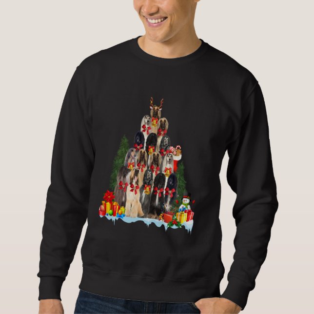 Moletom Natal Pajama Afghan Hound Xmas Tree Pai M (Frente)