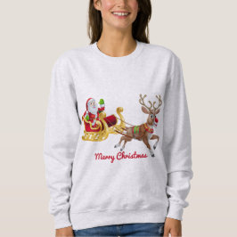 Moletom Natal Papais noeis do Ouro Vermelho Sleigh Reindee