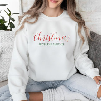 Moletom Natal Personalizado da Família Vermelho e Verde 