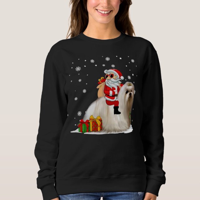 Moletom Natal Santa Claus Andando Shih Tzu (Frente)