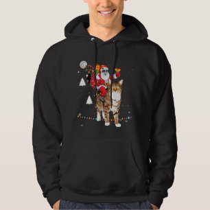 Moletom Natal Santa Claus Andando Tigre Gato Luzes Xmas