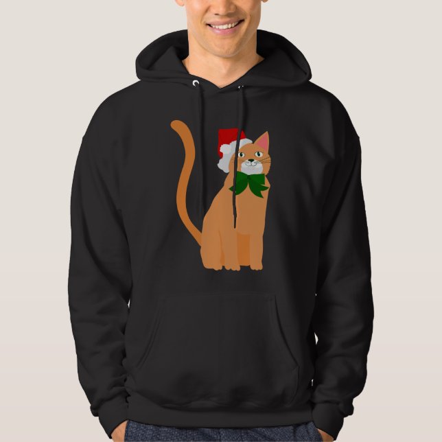 Moletom natal santa claus hat orange cat (Frente)