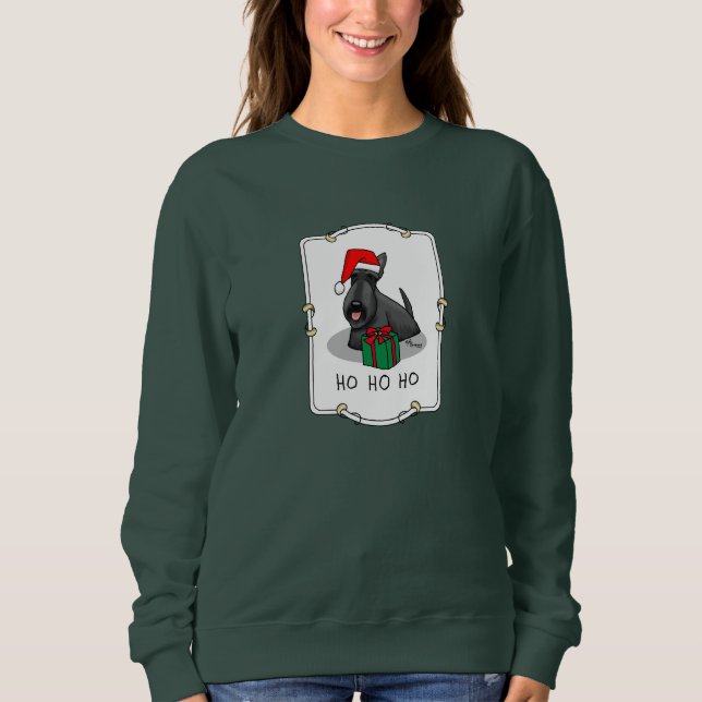 Moletom Natal Santa Hat Scottish Terrier (preto) (Frente)